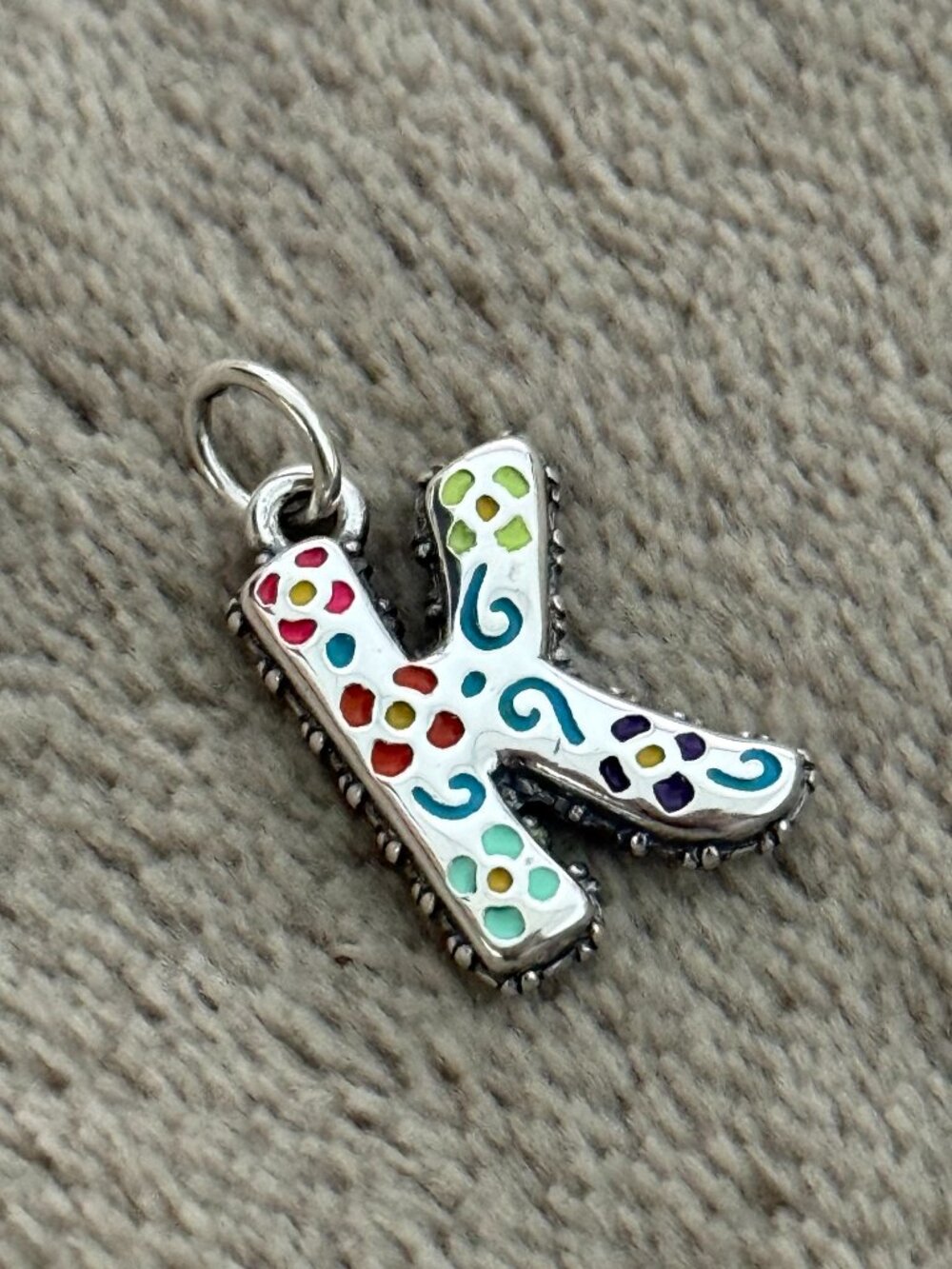 K- Enamel Consuela Floral Initial Charm
